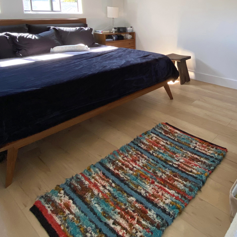 “We are so happy to have this eco-friendly, beautifully handwoven rug at the foot of our bed. And it feels so good on bare feet.” -Shane A.